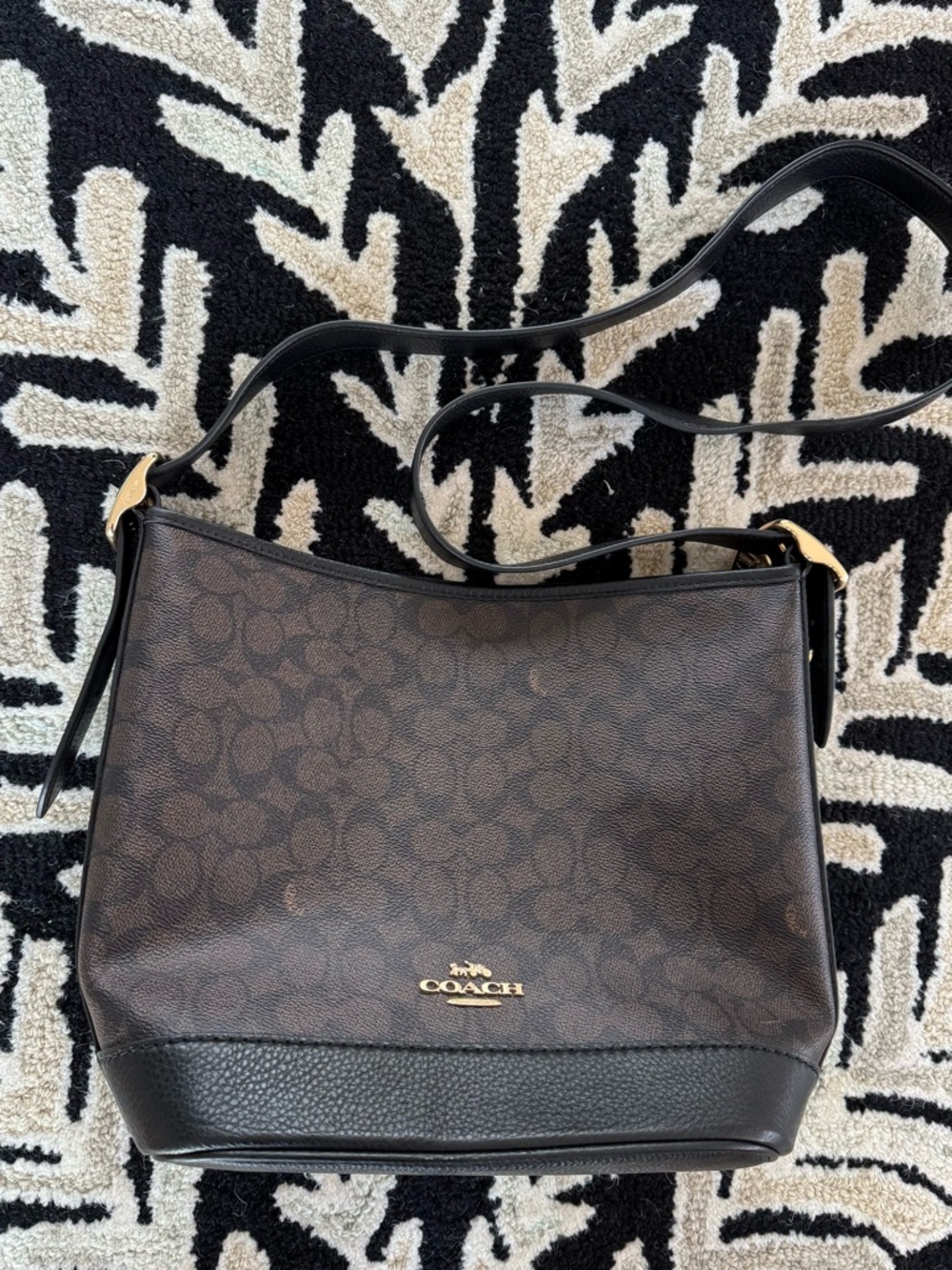 Coach Jude Duffle Bag in Signature Dark Brown with Black Trim-LIKE NEW!
